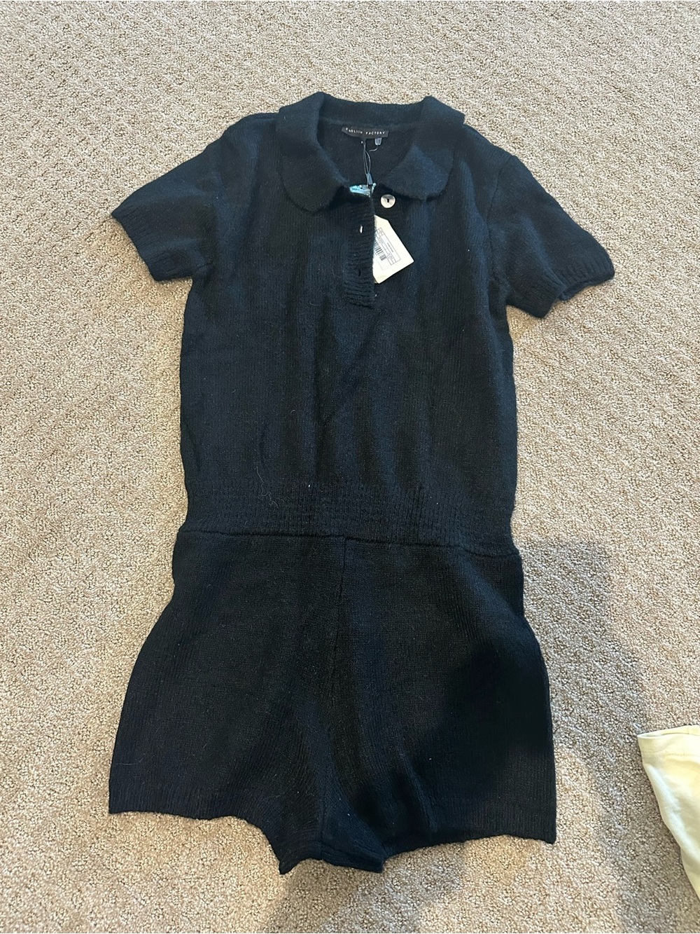 English Factory Black Knit Polo Romper
